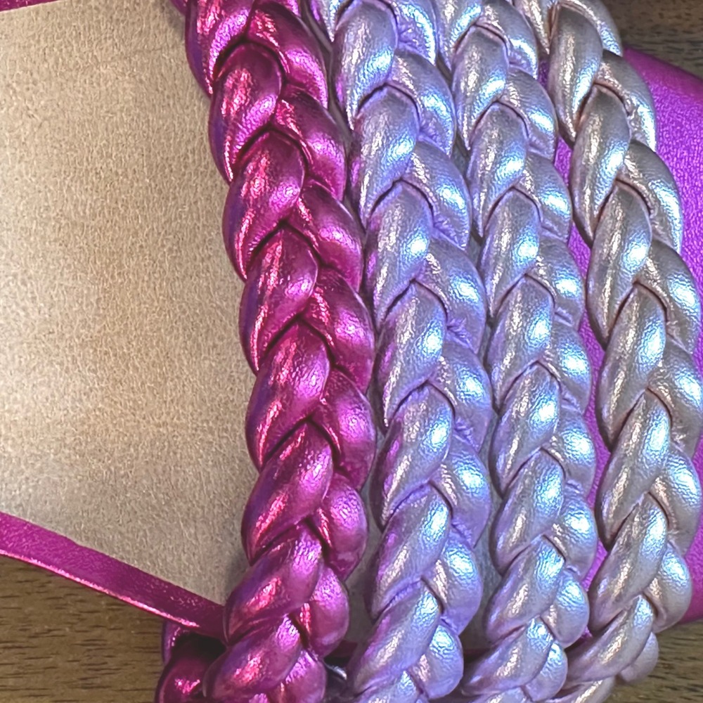 Torrid Slide Sandal Women 11WW Pink Metallic Braided Ombre Flat Summer - Picture 11 of 13